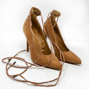 Nine West Size 5 Light Brown Tie Up NWEBBA Leather Stiletto Heels